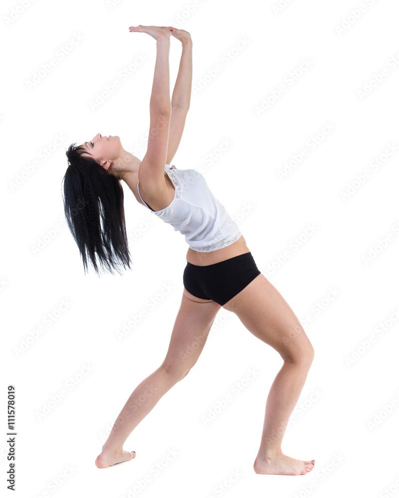 young woman dancing, isolated in full body on white young woman dancing, isolated in full body on white