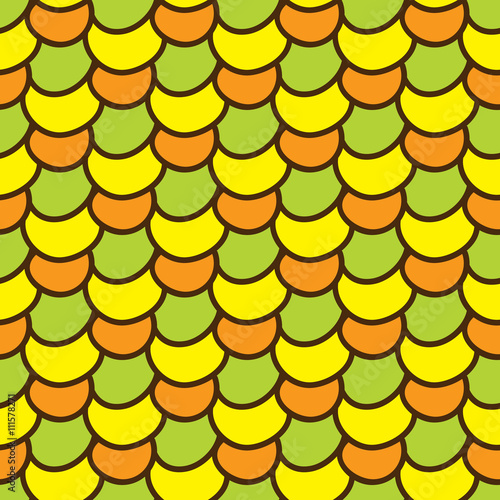 Seamless summer background. Hand drawn pattern. Suitable for fabric, greeting card, advertisement, wrapping. Bright and colorful abstract ornament multicolored corn kernels. Summer pattern of corn