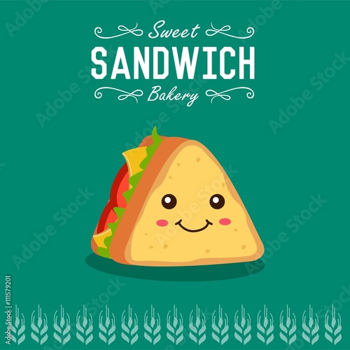 Vector sandwich cartoon character illustration.