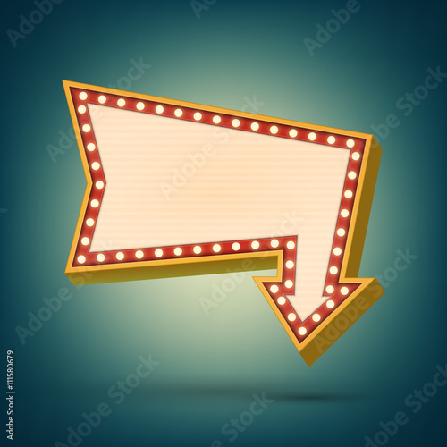 Retro banner with shining lights. Vector illustration.