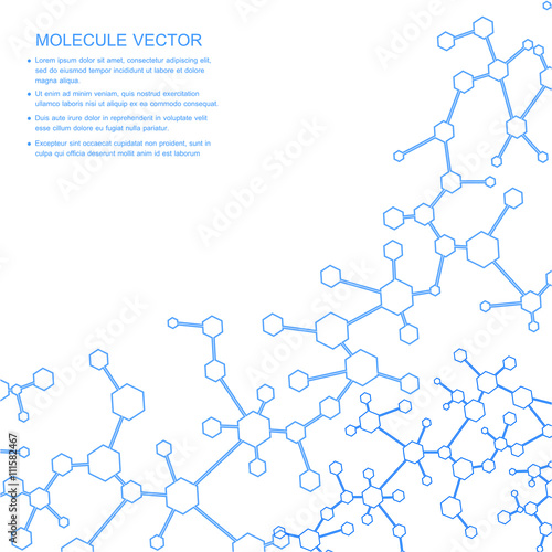 Structure molecule and communication Dna, atom, neurons. Science concept for your design. Connected lines with dots. Medical, technology, chemistry, science background. Vector illustration