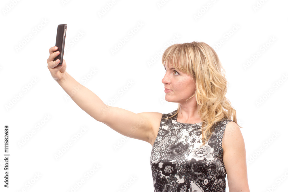 Beautiful woman taking self picture with smartphone camera Beautiful woman taking self picture with smartphone camera