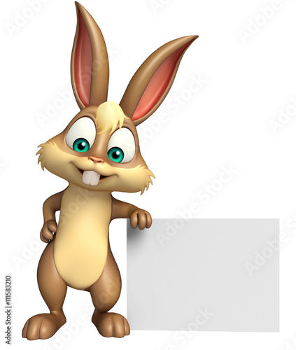 fun Bunny cartoon character with white board © visible3dscience