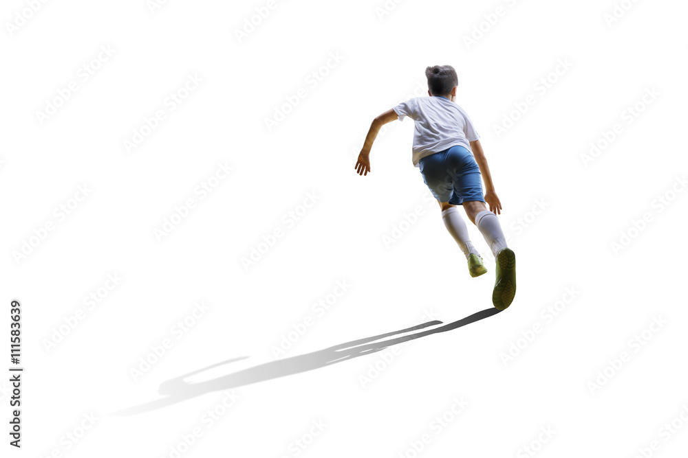 Obraz premium Boy with soccer ball, Footballer on the white background. isolated
