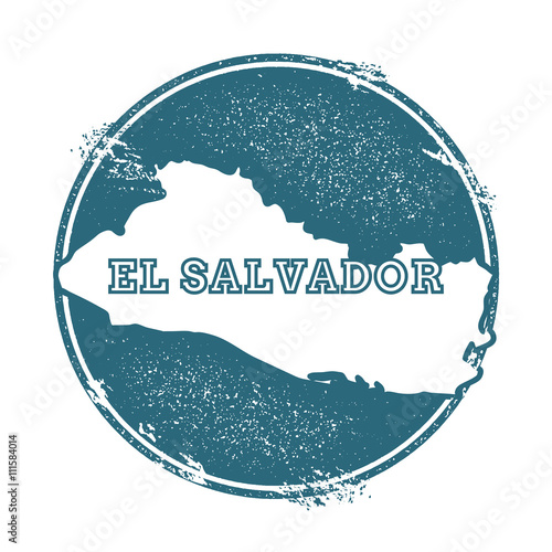 Grunge rubber stamp with name and map of El Salvador, vector illustration. Can be used as insignia, logotype, label, sticker or badge of the country.