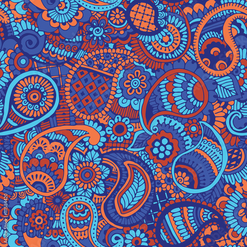 Seamless pattern with Indian ornament