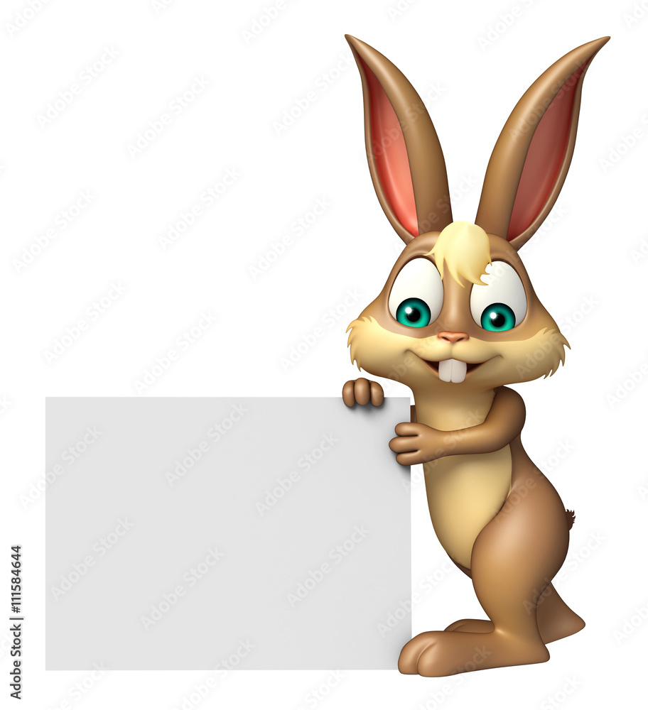fun Bunny cartoon character with white board fun Bunny cartoon character with white board