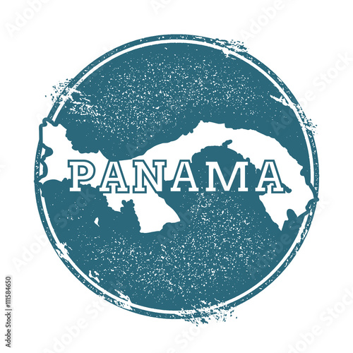 Grunge rubber stamp with name and map of Panama, vector illustration. Can be used as insignia, logotype, label, sticker or badge of the country.