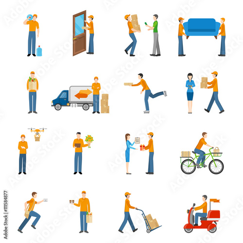Delivery Courier People Icons Set
