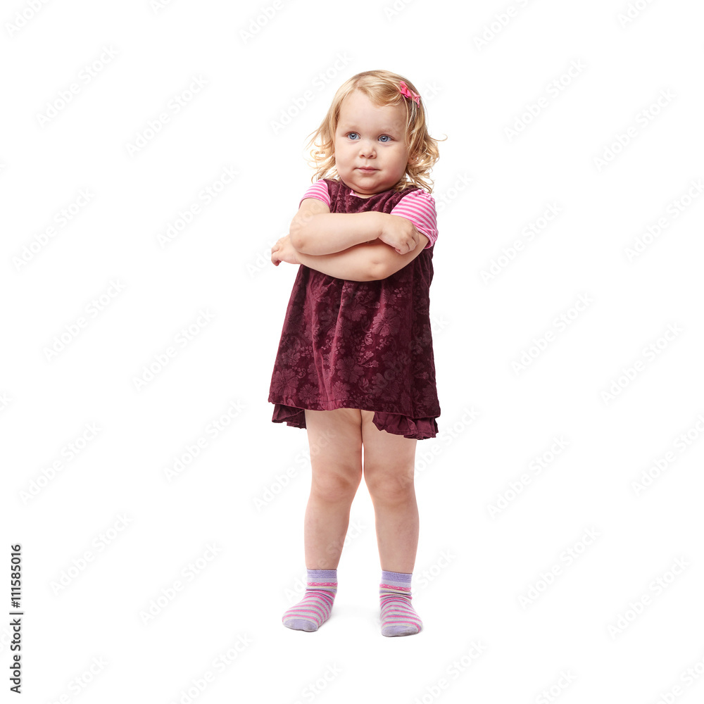 Young little girl standing over isolated white background Young little girl standing over isolated white background