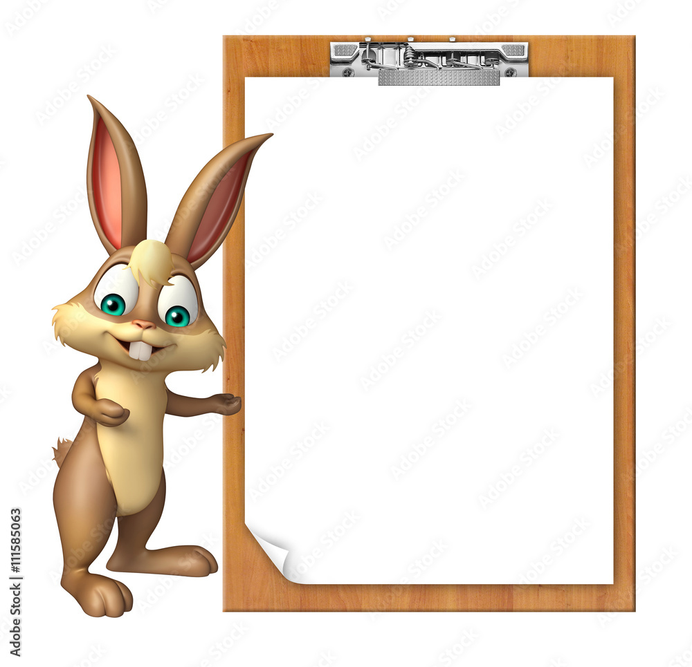 Obraz premium cute Bunny cartoon character with exam pad