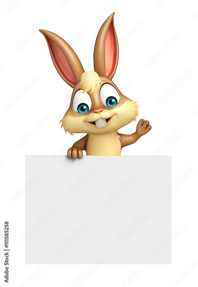 fun Bunny cartoon character with white board fun Bunny cartoon character with white board