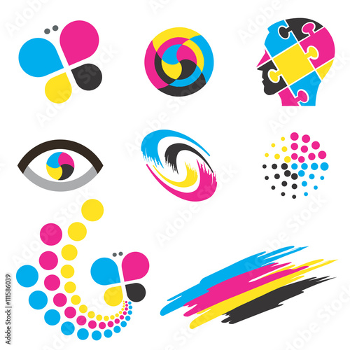 Color print icons.
Set of  colorful icons and design elements for presentation of color printing. Vector available.
