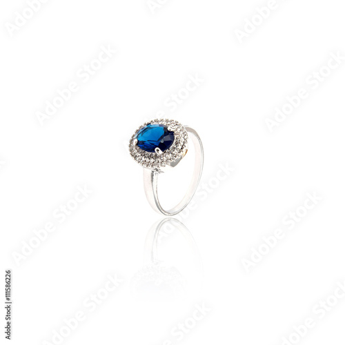 Sapphire Ring isolated on white. 