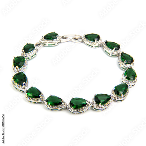 Wallpaper Mural Fashion emerald bracelet isolated on white
 Torontodigital.ca