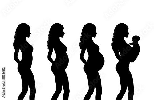 pregnant woman silhouette, stages of pregnancy