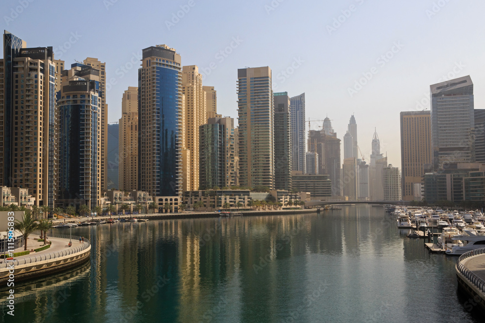 view on Marina district in Dubai at morning