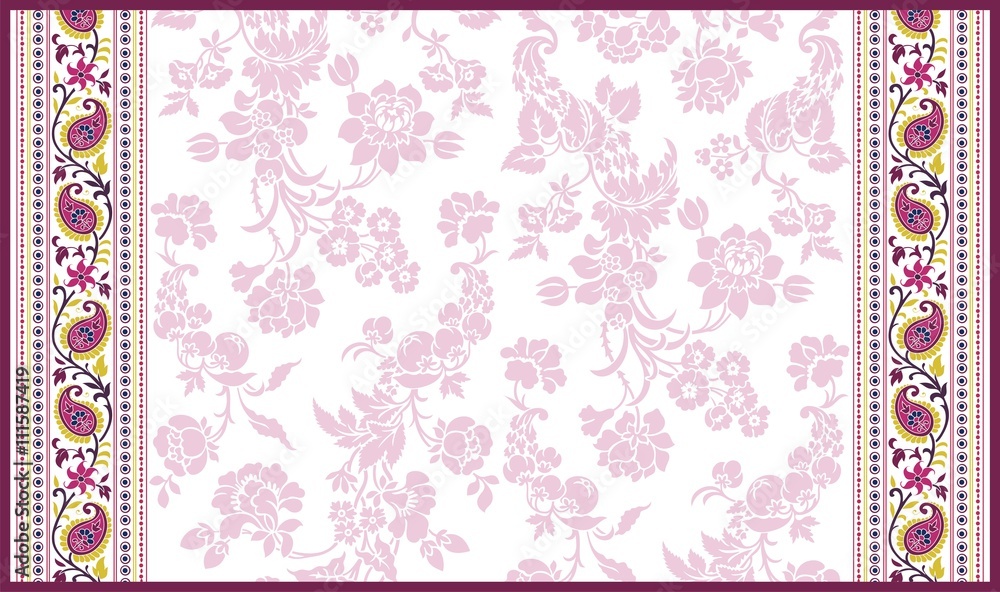 wedding card design, paisley floral pattern , India wedding card design, paisley floral pattern , India
