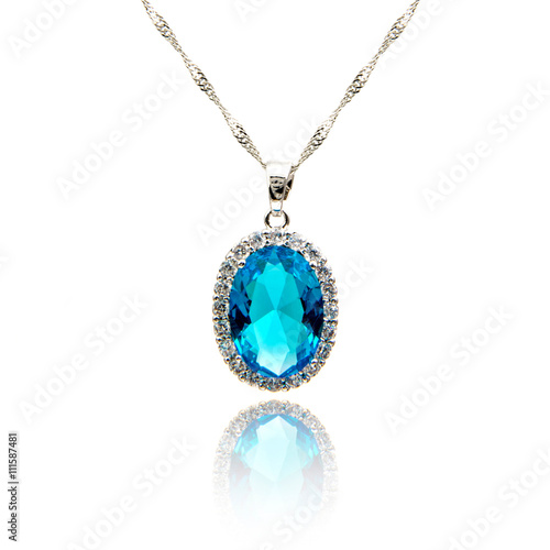 Sapphire pendant isolated on white 