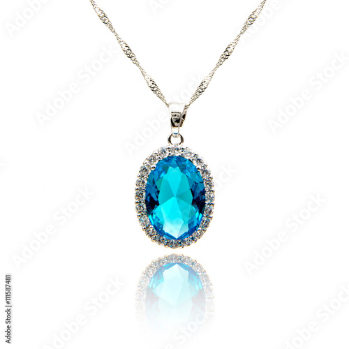 Sapphire pendant isolated on white
