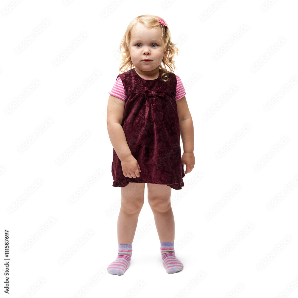 Young little girl standing over isolated white background Young little girl standing over isolated white background