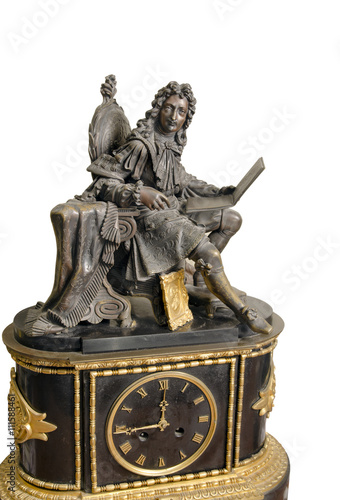 antique French mantel clock and statuette of King