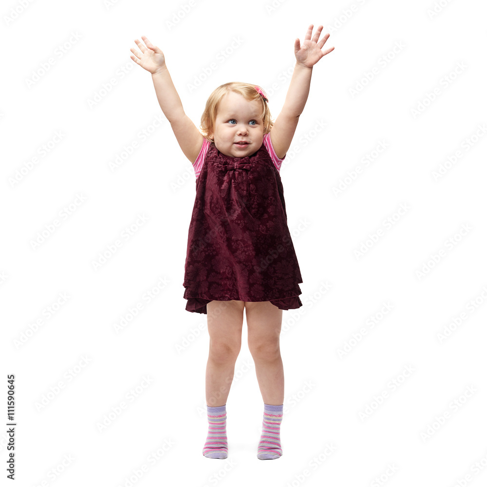Young little girl standing over isolated white background Young little girl standing over isolated white background