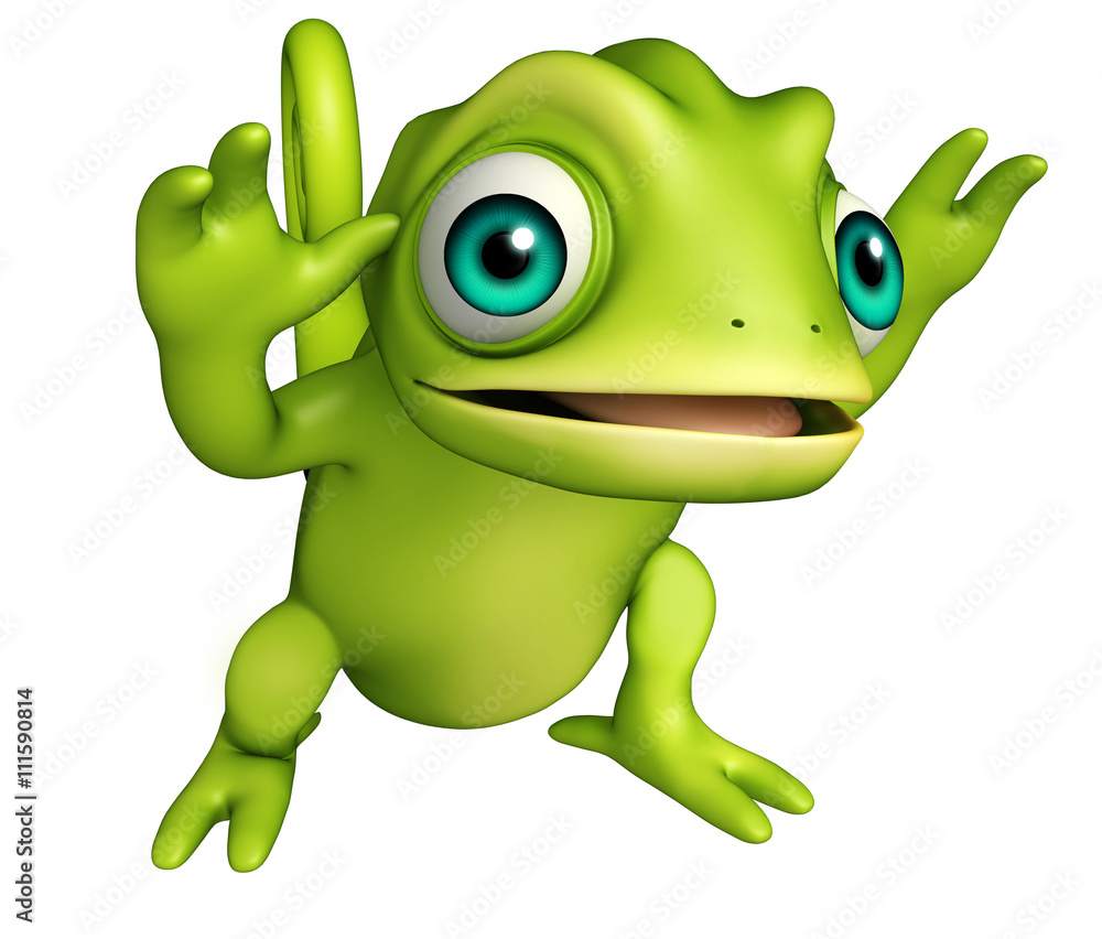 Obraz premium cute Chameleon funny cartoon character