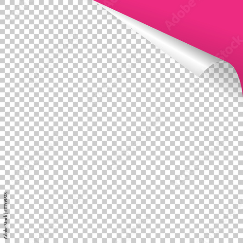 Transparent paper page curl vector corner with colored background