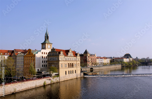 National theater in background, sunny day in the Prague, river Vltava © encierro