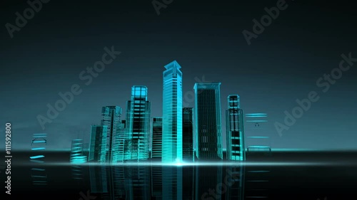 Construction building city skyline and make city in animation. nighttime 2.3D illustration,3D rendering.3D illustration,3D rendering.