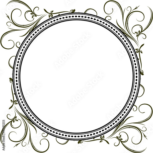 Unusual round vintage floral frame for your design. Vector illustration.