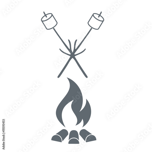 Barbecue marshmellow  icon on a white background