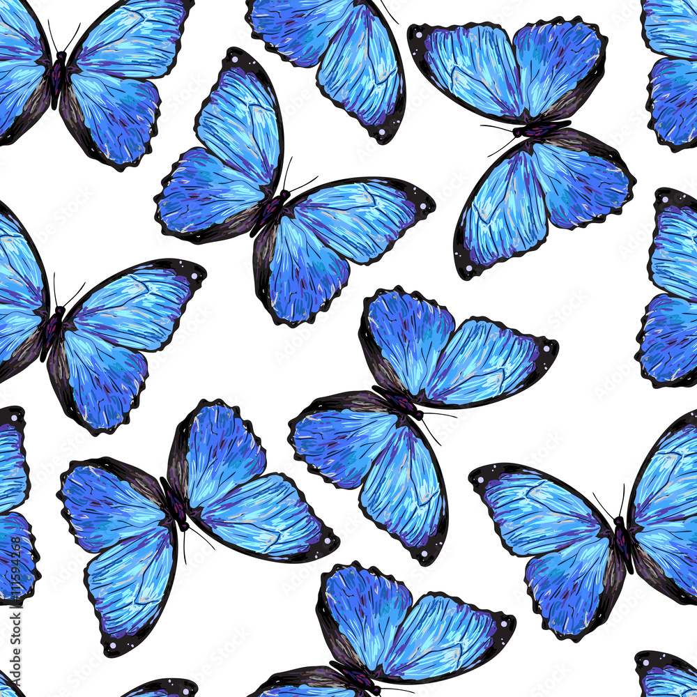 Obraz Butterfly. Seamless pattern of butterflies. Endless texture vector background. Perfect for wallpapers, pattern fills, web page backgrounds, surface textures, textile