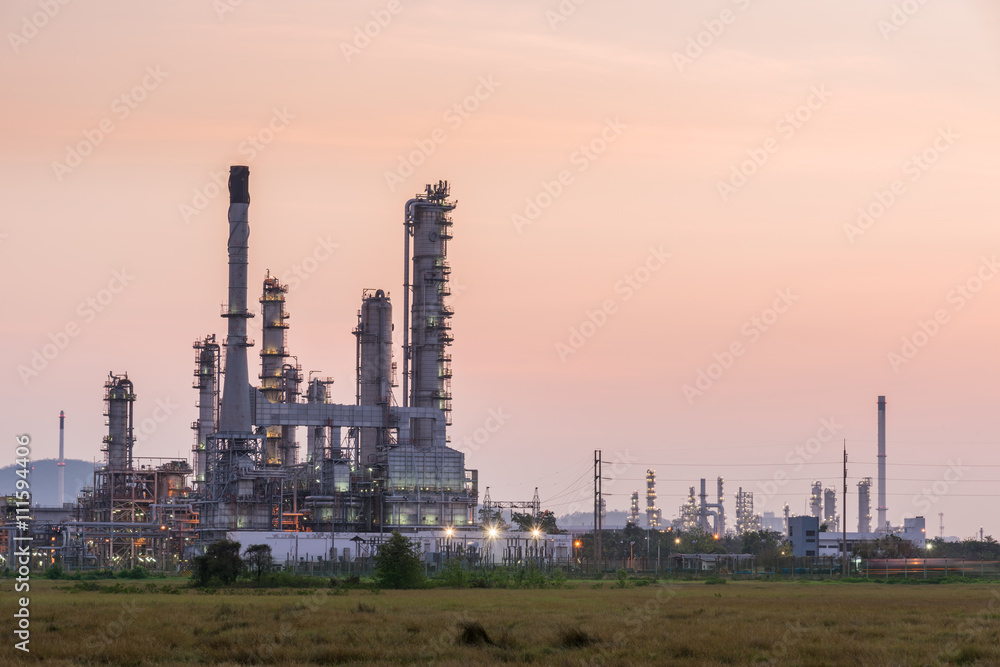 Oil Refinery factory in morning sunrise