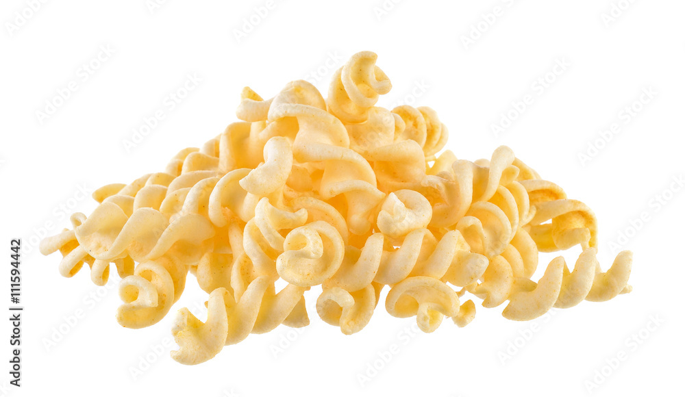 Spiral Potato snack isolate on white background Spiral Potato snack isolate on white background