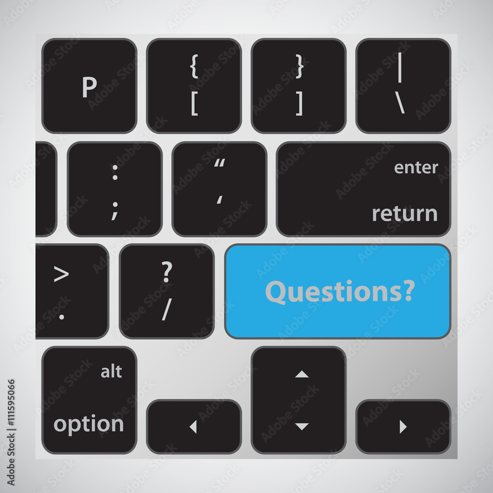 Education concept: Questions? on computer keyboard background Education concept: Questions? on computer keyboard background