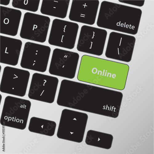 Education concept: Online on computer keyboard background