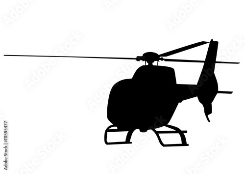 Silhouette of a large helicopter on a white background