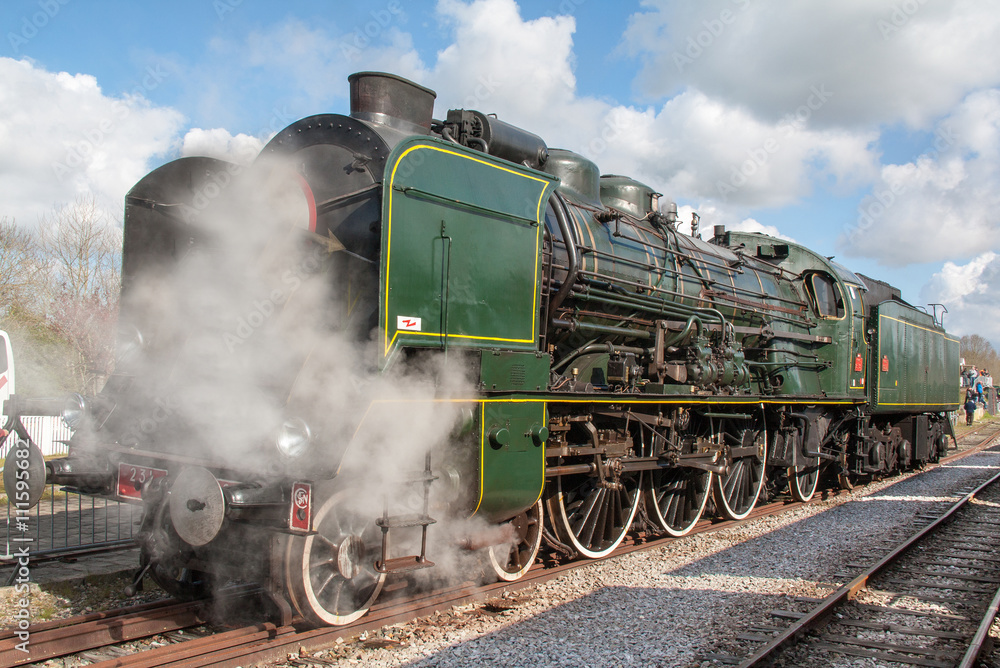 Fototapeta premium Lokomotywa parowa, zabytek historyczny, Baie de Somme, Pikardia, Francja