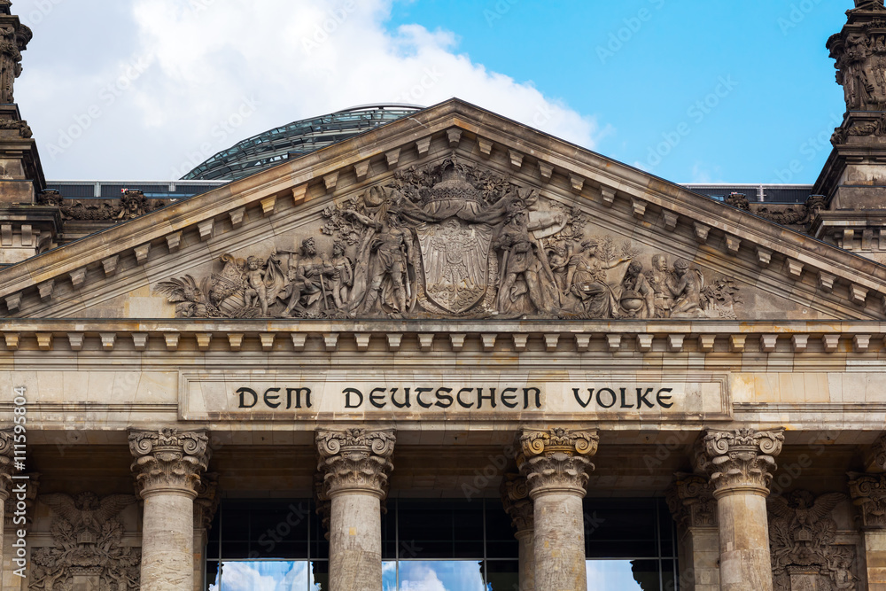 detail of the German Reichstag in Berlin, Germany