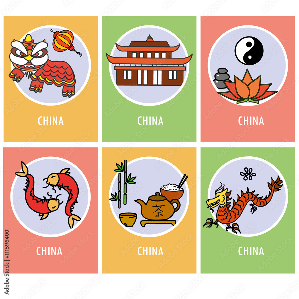 Set china card or  icons
