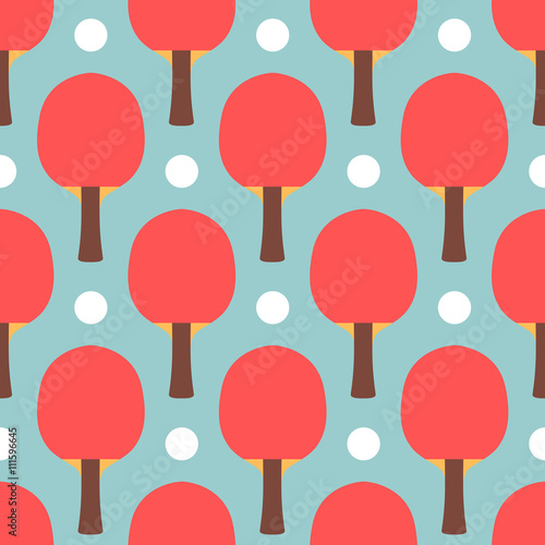 Seamless sport table tennis ping pong pattern. Flat style tile texture background. Playing game template. Racket and ball vector background perfect for wallpaper, web page background, texture, textile