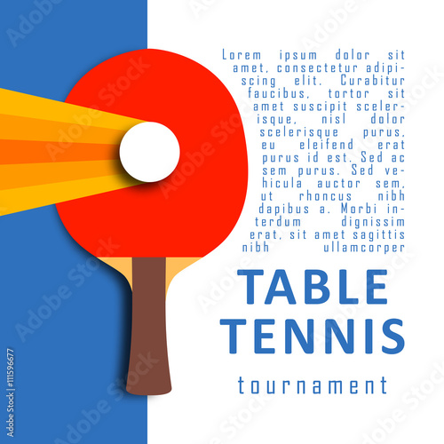 Ping pong racket and ball. Table tennis. Sport design