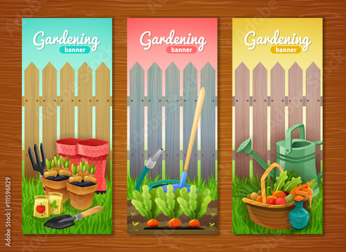 Colorful Collection Of Gardening Vertical Banners 