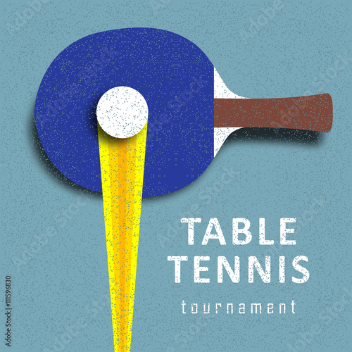 Ping pong racket and ball. Table tennis. Sport design