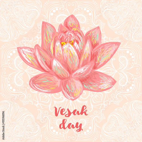 Buddha Purnima or Vesak background. Vector Lotus