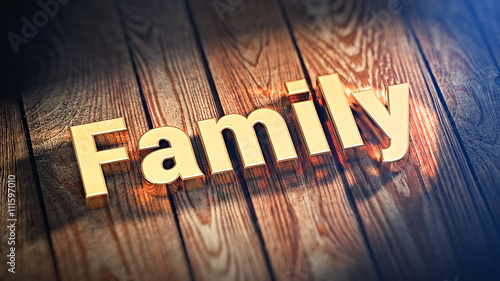 Word Family on wood planks photo