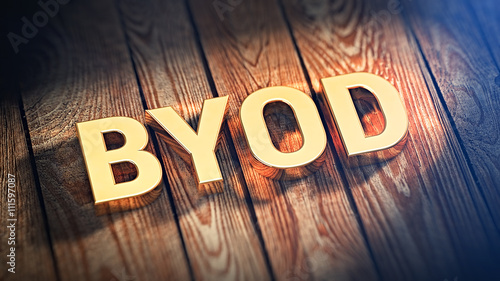 Acronym BYOD on wood planks