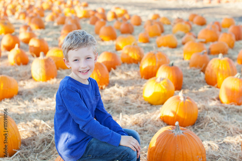 boy at pumpkin patch